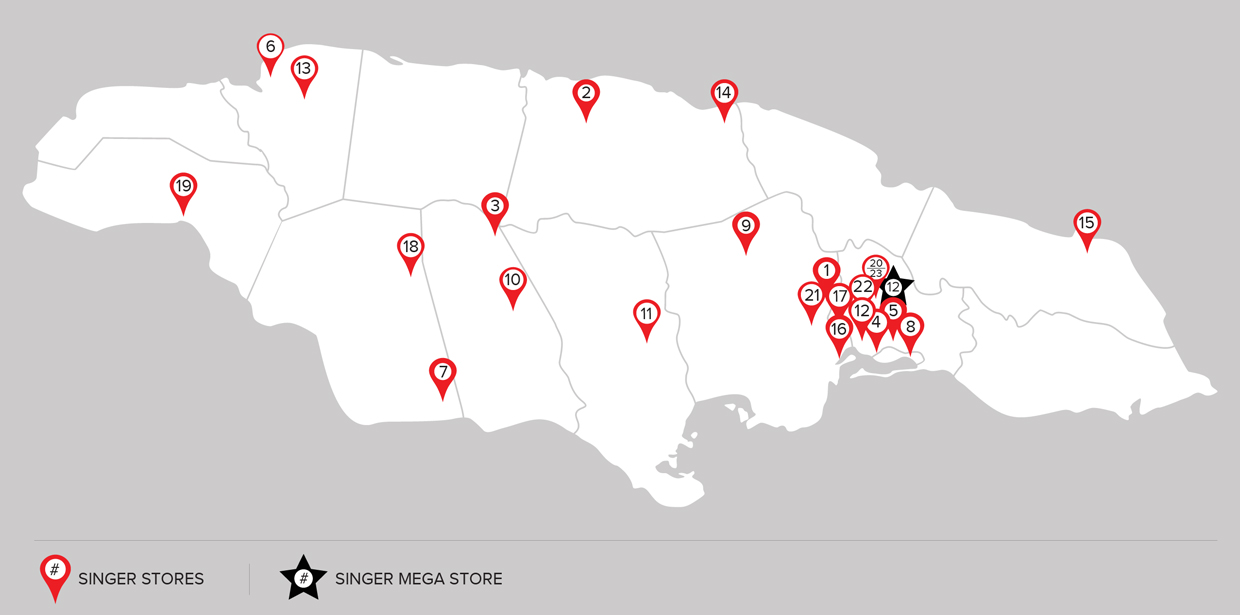 Singer Locations Islandwide